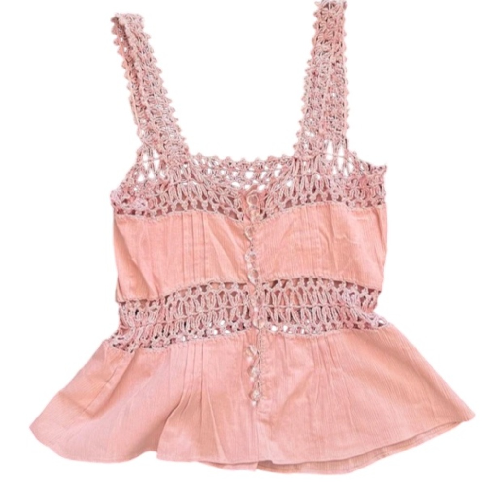 🌸 - Jill Stuart sz XS/S Soft Pink Crocheted Summer Top